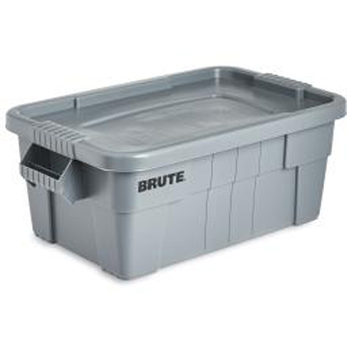 Brute Storage Tote with Lid, 27.88” D x 16.5” W x 10.7" H, 112 llbs. Capacity, Grey OSI Industrial Sales