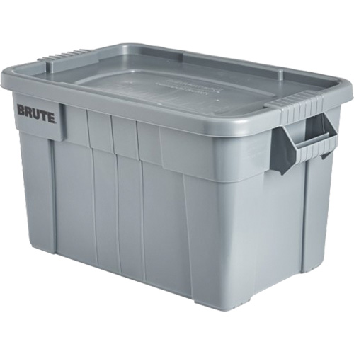 Brute Storage Tote with Lid, 27.88” D x 17.38” W x 15.13” H, 160 lbs. Capacity, Grey OSI Industrial Sales