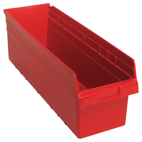 Store-Max Shelf Bins, 8-3/8" W x 8" H x 23-5/8" D, Red, 68 lbs. Capacity OSI Industrial Sales