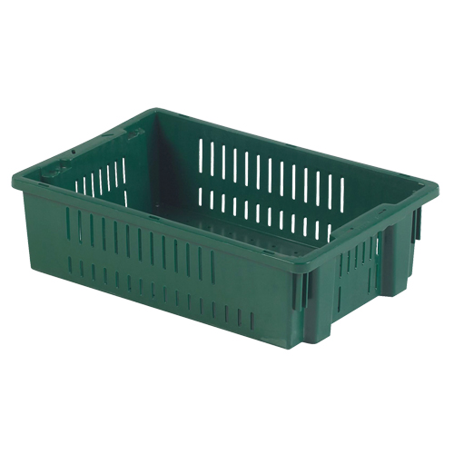 Contenant en plastique empilable Stack-N-Nest pour l'agriculture, 13,1" x 19,7" x 5,6", Vert OSI Industrial Sales