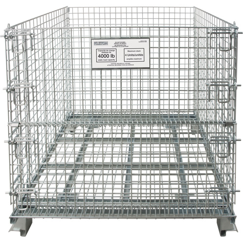 Conteneur repliable en m&eacute;tal grillag&eacute;, 40" la x 48" p x 42" h, Capacit&eacute; de 4000 lb OSI Industrial Sales