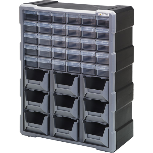 Drawer Cabinet, Plastic, 39 Drawers, 15" x 6-1/4" x 18-3/4", Black OSI Industrial Sales