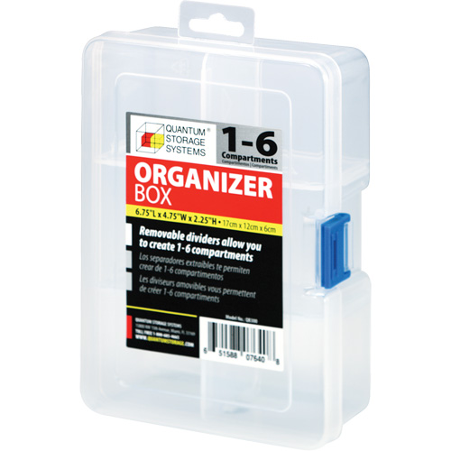 Plastic Compartment Box, 4.75" W x 6.75" D x 2.25" H, 6 Compartments OSI Industrial Sales