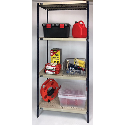 Wire Shelving Unit with Plastic Shelves, Wire Frame with Plastic Shelves, Boltless, 600 lbs. Capacity, 30" W x 72" H x 24" D OSI Industrial Sales