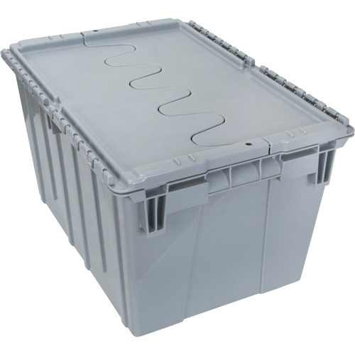 Flip Top Plastic Distribution Container, 21.65" x 15.5" x 12.5", Grey OSI Industrial Sales