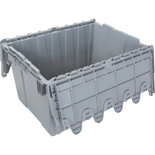 Flip Top Plastic Distribution Container, 21.65" x 15.5" x 12.5", Grey OSI Industrial Sales