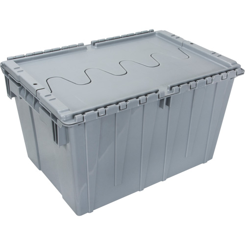 Flip Top Plastic Distribution Container, 21.65" x 15.5" x 12.5", Grey OSI Industrial Sales