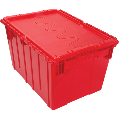 Flip Top Plastic Distribution Container, 21.65" x 15.5" x 12.5", Red OSI Industrial Sales