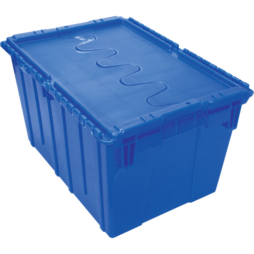 Flip Top Plastic Distribution Container, 21.65" x 15.5" x 12.5", Blue OSI Industrial Sales