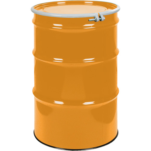 Steel Drums, 55 US gal (45 imp. gal.), Unlined, Orange, Open Top, UN1A2/Y1.5/150, 16 Gauge OSI Industrial Sales