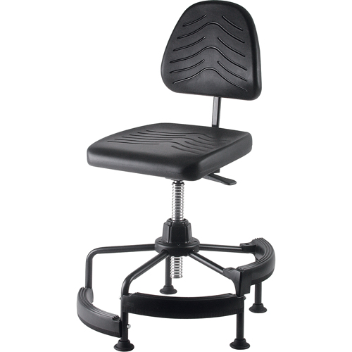 Industrial Stool, Stationary, Adjustable, 38" - 45", Polyurethane Seat, Black OSI Industrial Sales