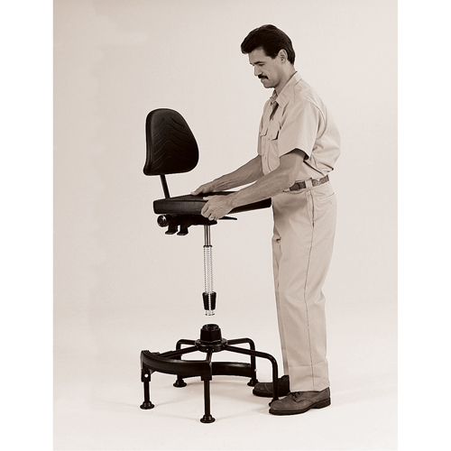 Industrial Stool, Stationary, Adjustable, 38" - 45", Polyurethane Seat, Black OSI Industrial Sales