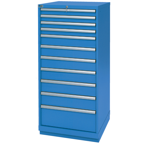 Drawer Cabinets, 11 Drawers, 28-1/4" W x 28-1/2" D x 59-1/2" H, Bright blue OSI Industrial Sales