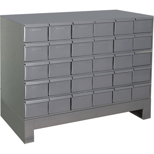 Industrial Drawer Cabinets With Base, 30 Drawers, 34-1/8" W x 12-1/4" D x 26-7/8" H, Grey OSI Industrial Sales
