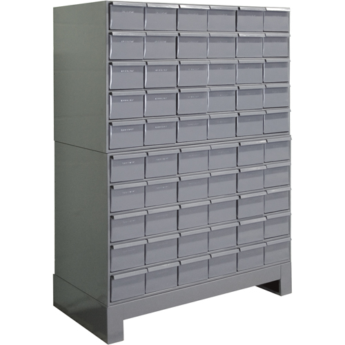 Industrial Drawer Cabinets With Base, 60 Drawers, 34-1/8" W x 12-1/4" D x 48-1/8" H, Grey OSI Industrial Sales