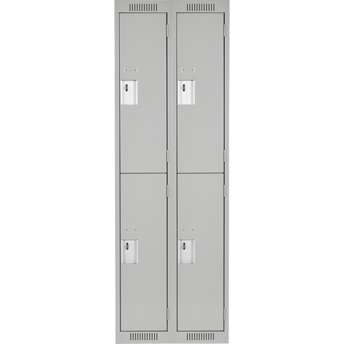 Clean Line Lockers, 2 -tier, Bank of 2, 24" x 18" x 72", Steel, Grey, Rivet (Assembled) OSI Industrial Sales