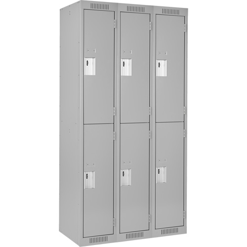 Clean Line Lockers, 2 -tier, Bank of 3, 36" x 18" x 72", Steel, Grey, Rivet (Assembled) OSI Industrial Sales