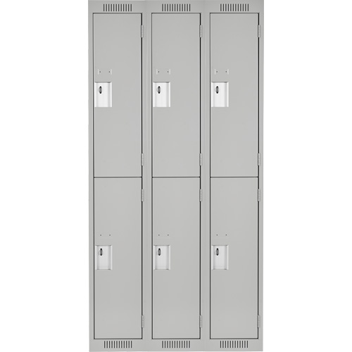 Clean Line Lockers, 2 -tier, Bank of 3, 36" x 18" x 72", Steel, Grey, Rivet (Assembled) OSI Industrial Sales