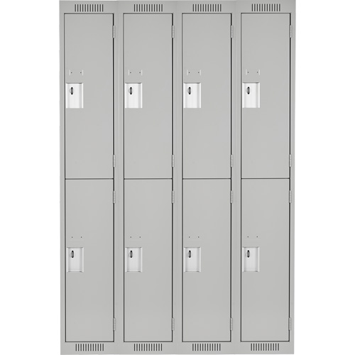 Clean Line Lockers, 2 -tier, Bank of 4, 48" x 18" x 72", Steel, Grey, Rivet (Assembled) OSI Industrial Sales