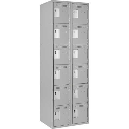 Clean Line Lockerettes, 6 -tier, Bank of 2, 24" x 18" x 72", Steel, Grey, Rivet (Assembled) OSI Industrial Sales