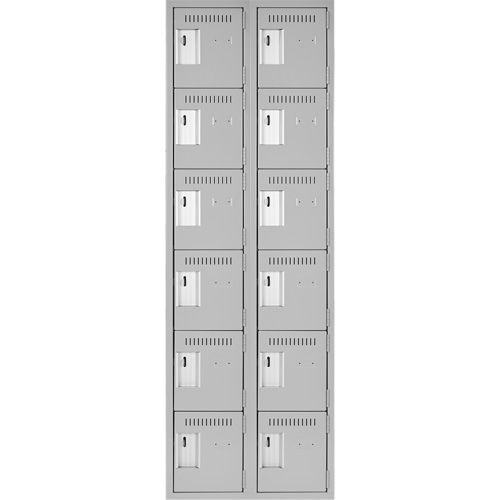 Clean Line Lockerettes, 6 -tier, Bank of 2, 24" x 18" x 72", Steel, Grey, Rivet (Assembled) OSI Industrial Sales
