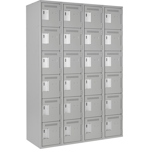 Clean Line Lockerettes, 6 -tier, Bank of 4, 48" x 18" x 72", Steel, Grey, Rivet (Assembled) OSI Industrial Sales