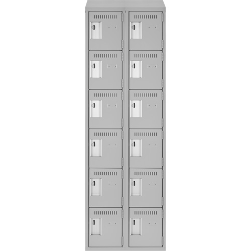 Clean Line Lockerette , 6 -tier, Bank of 2, 24" x 18" x 78", Steel, Grey, Rivet (Assembled) OSI Industrial Sales