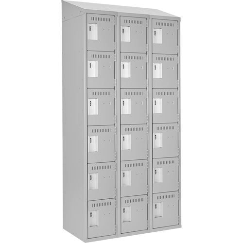 Clean Line Lockerette , 6 -tier, Bank of 3, 36" x 18" x 78", Steel, Grey, Rivet (Assembled) OSI Industrial Sales
