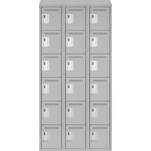 Clean Line Lockerette , 6 -tier, Bank of 3, 36" x 18" x 78", Steel, Grey, Rivet (Assembled) OSI Industrial Sales