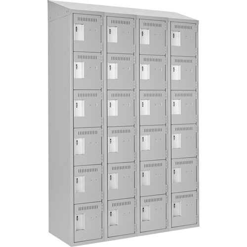 Clean Line Lockerette , 6 -tier, Bank of 4, 48" x 18" x 78", Steel, Grey, Rivet (Assembled) OSI Industrial Sales