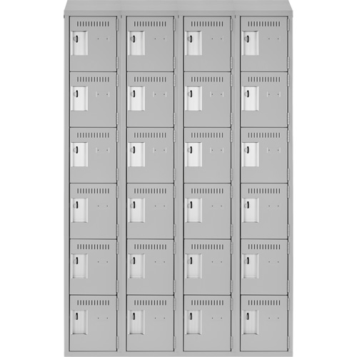 Clean Line Lockerette , 6 -tier, Bank of 4, 48" x 18" x 78", Steel, Grey, Rivet (Assembled) OSI Industrial Sales