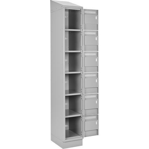 Clean Line Lockerette, 6 -tier, Bank of 4, 48" x 18" x 82", Steel, Grey, Rivet (Assembled) OSI Industrial Sales
