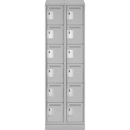 Clean Line Lockerette, 6 -tier, Bank of 2, 24" x 18" x 82", Steel, Grey, Rivet (Assembled) OSI Industrial Sales