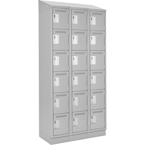 Clean Line Lockerette, 6 -tier, Bank of 3, 36" x 18" x 82", Steel, Grey, Rivet (Assembled) OSI Industrial Sales