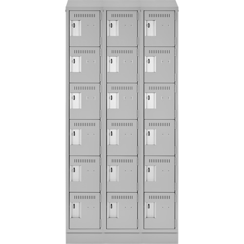 Clean Line Lockerette, 6 -tier, Bank of 3, 36" x 18" x 82", Steel, Grey, Rivet (Assembled) OSI Industrial Sales