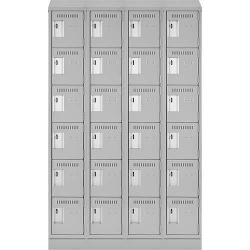 Clean Line Lockerette, 6 -tier, Bank of 4, 48" x 18" x 82", Steel, Grey, Rivet (Assembled) OSI Industrial Sales