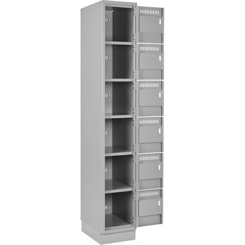 Clean Line Lockerette, 6 -tier, Bank of 4, 48" x 18" x 76", Steel, Grey, Rivet (Assembled) OSI Industrial Sales