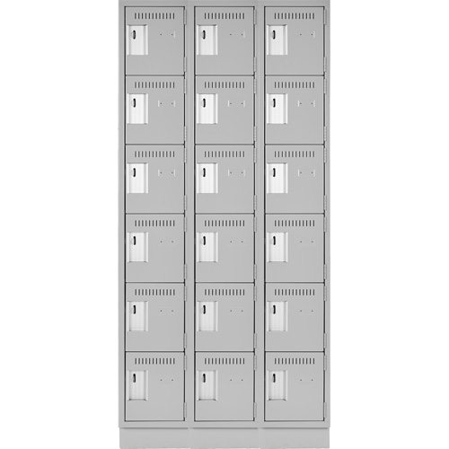 Clean Line Lockerette, 6 -tier, Bank of 3, 36" x 18" x 76", Steel, Grey, Rivet (Assembled) OSI Industrial Sales