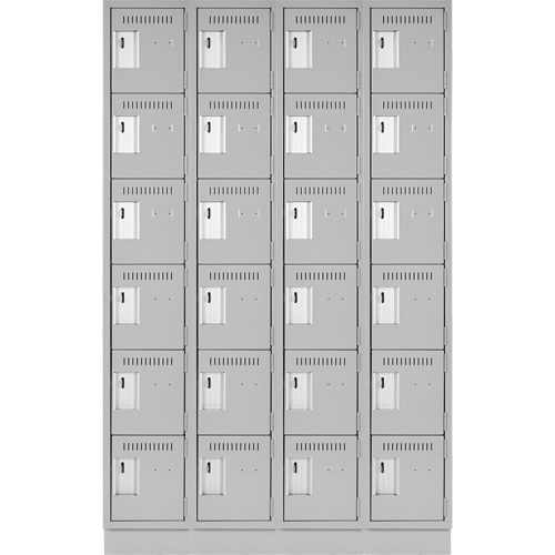 Clean Line Lockerette, 6 -tier, Bank of 4, 48" x 18" x 76", Steel, Grey, Rivet (Assembled) OSI Industrial Sales