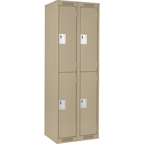 Clean Line Lockers, 2 -tier, Bank of 2, 24" x 18" x 72", Steel, Beige, Rivet (Assembled) OSI Industrial Sales