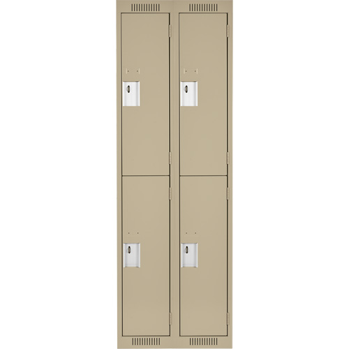 Clean Line Lockers, 2 -tier, Bank of 2, 24" x 18" x 72", Steel, Beige, Rivet (Assembled) OSI Industrial Sales