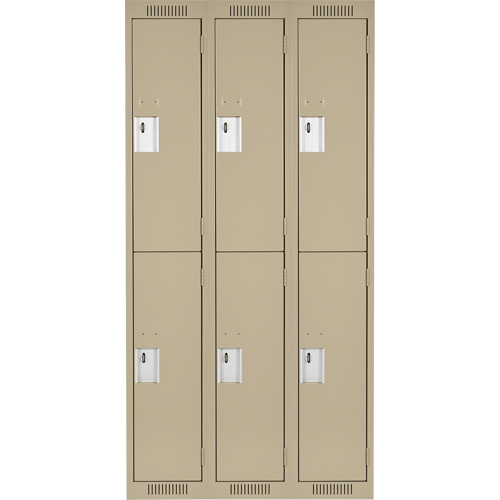 Clean Line Lockers, 2 -tier, Bank of 3, 36" x 18" x 72", Steel, Beige, Rivet (Assembled) OSI Industrial Sales