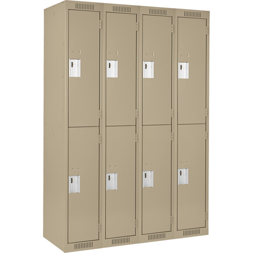 Clean Line Lockers, 2 -tier, Bank of 4, 48" x 18" x 72", Steel, Beige, Rivet (Assembled) OSI Industrial Sales