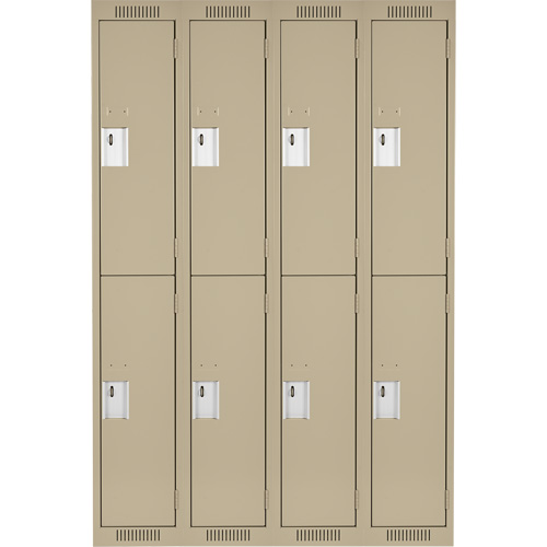 Clean Line Lockers, 2 -tier, Bank of 4, 48" x 18" x 72", Steel, Beige, Rivet (Assembled) OSI Industrial Sales