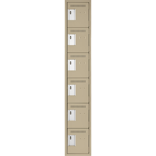 Petits casiers Clean Line, 6 niveaux, 12" x 18" x 72", Acier, Beige, Rivet (assembl&eacute;) OSI Industrial Sales