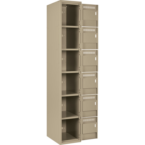 Clean Line Lockerette, 6 -tier, Bank of 4, 48" x 18" x 72", Steel, Beige, Rivet (Assembled) OSI Industrial Sales
