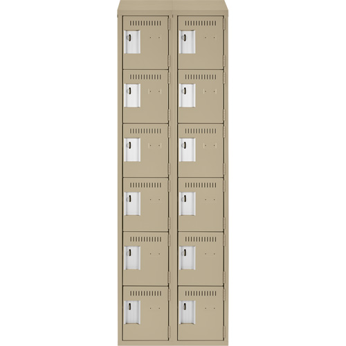 Clean Line Lockerette, 6 -tier, Bank of 2, 24" x 18" x 78", Steel, Beige, Rivet (Assembled) OSI Industrial Sales