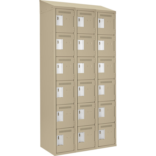 Clean Line Lockerette, 6 -tier, Bank of 3, 36" x 18" x 78", Steel, Beige, Rivet (Assembled) OSI Industrial Sales