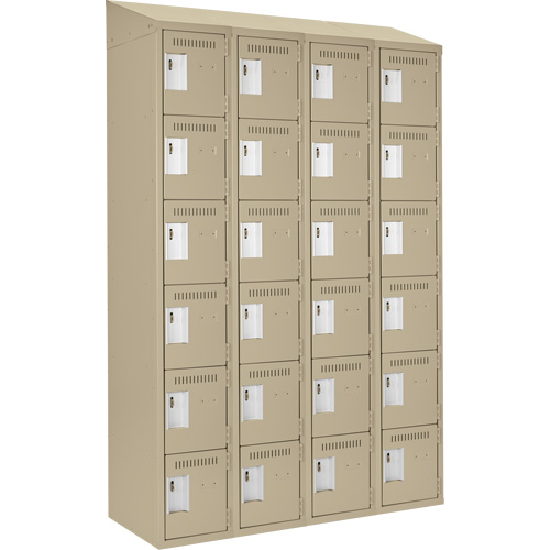 Clean Line Lockerette, 6 -tier, Bank of 4, 48" x 18" x 78", Steel, Beige, Rivet (Assembled) OSI Industrial Sales