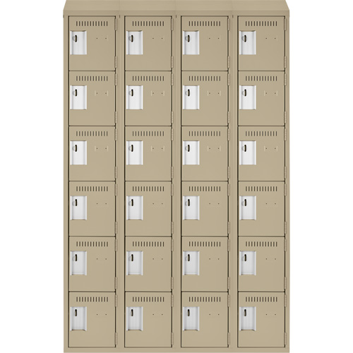 Clean Line Lockerette, 6 -tier, Bank of 4, 48" x 18" x 78", Steel, Beige, Rivet (Assembled) OSI Industrial Sales
